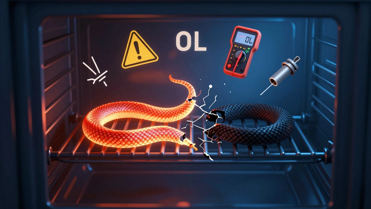 Conceptual image of a broken heating element as a fractured glowing serpent.