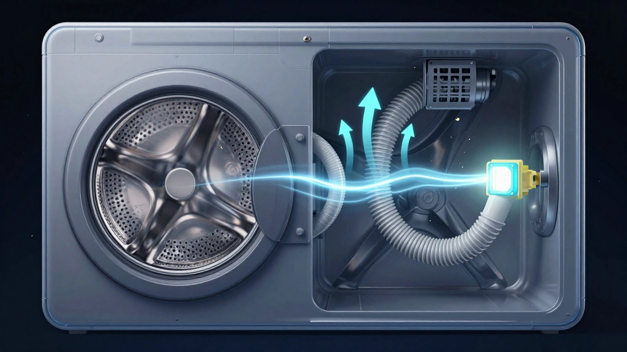 Transparent dryer showing internal parts and airflow restoring function.