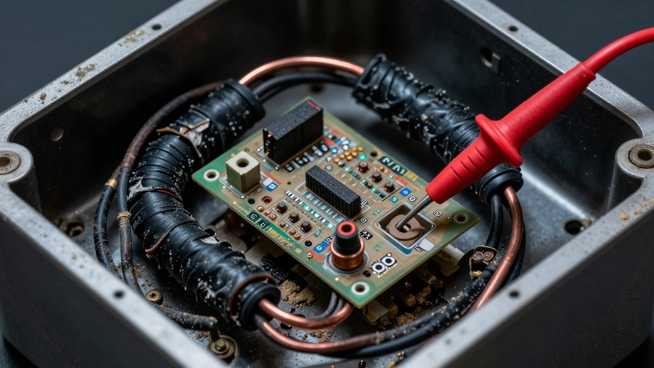 Internal wires and burnt circuit board of appliance