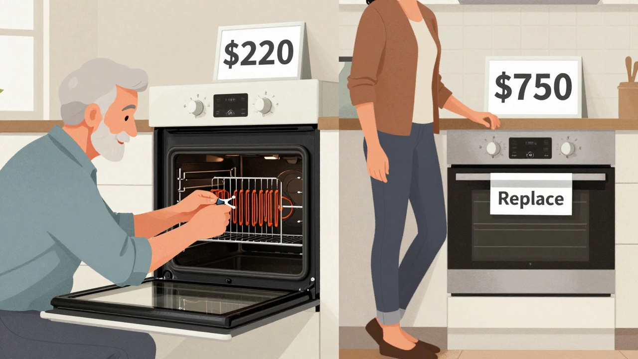 Side-by-side comparison of oven repair and replacement costs