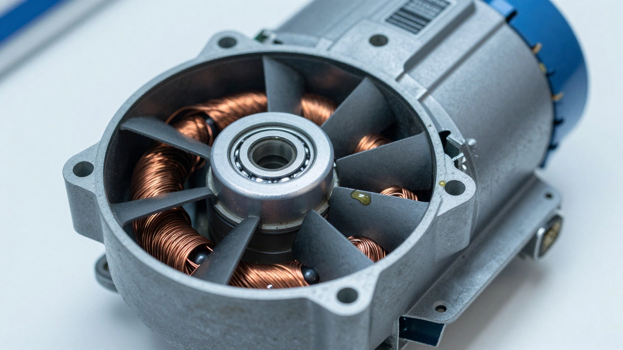 Close-up of extractor fan motor and capacitor for repair