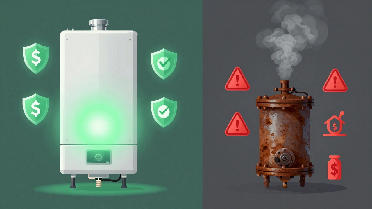 Comparison of an efficient safe boiler versus a neglected risky one