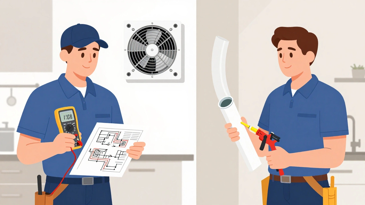 Comparison of electrician and plumber for fan installation