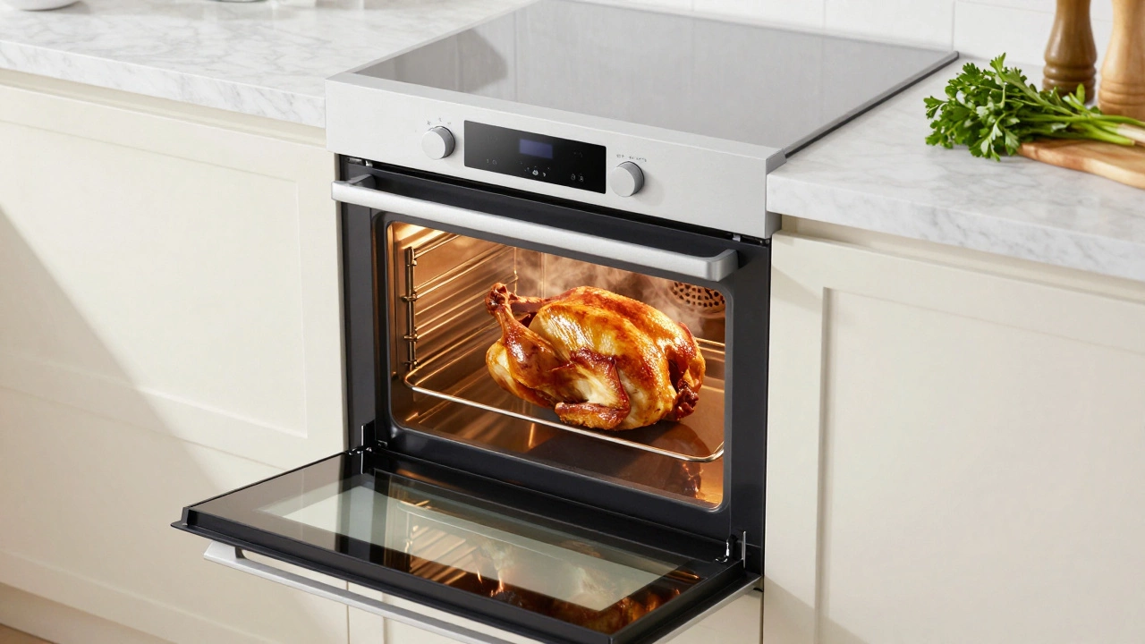 Perfectly cooked roast inside a modern, efficient oven