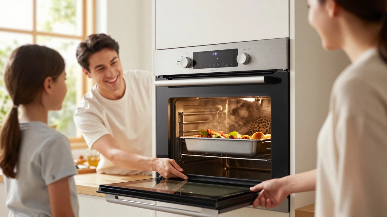 New energy-efficient oven being used in a bright modern kitchen
